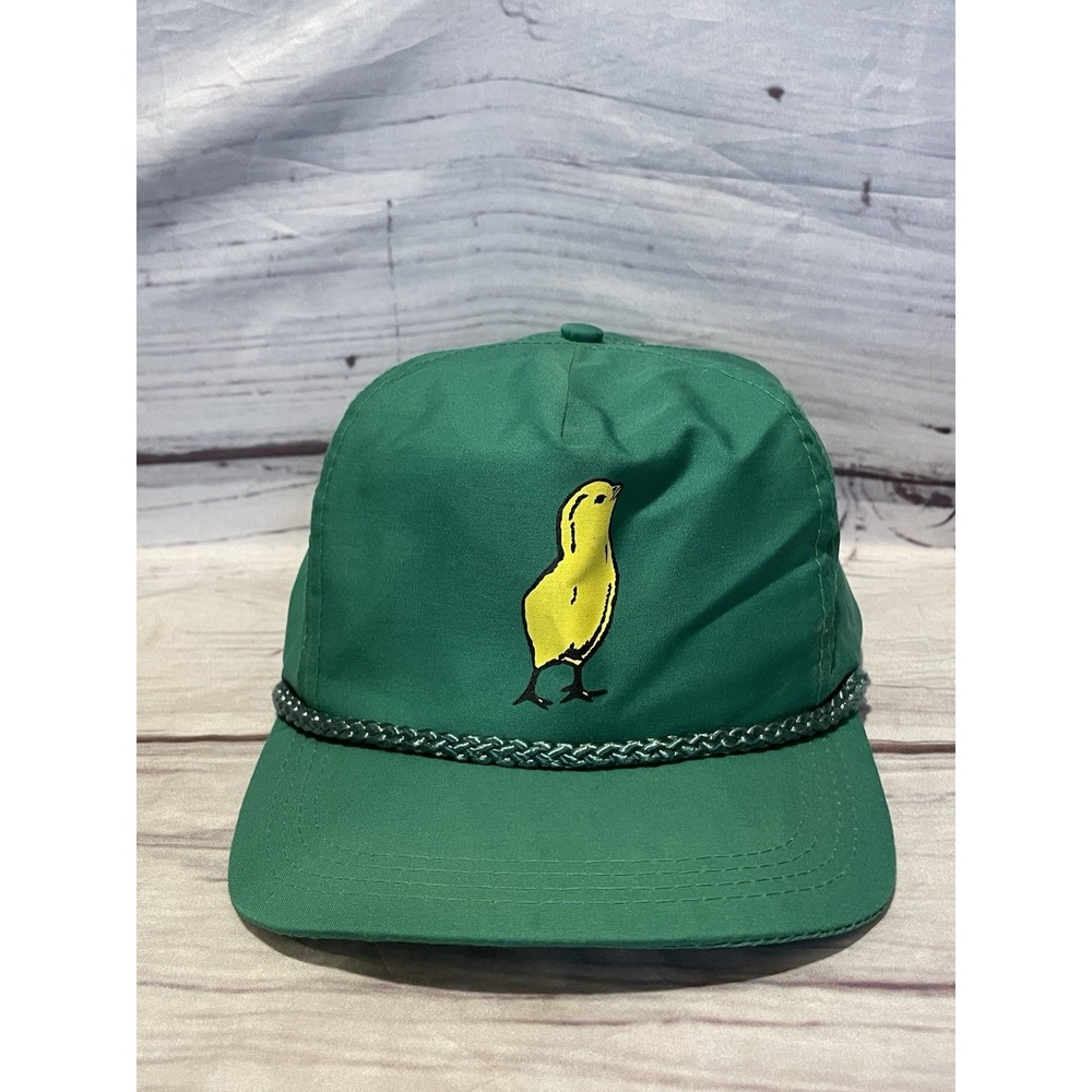 LN Green Golf Hat Adjustable Nylon Rope Cap w/ Yellow Chick Logo